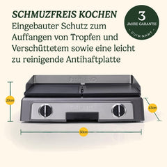Cuisinart Hot Plate Entertaining Grill & Griddle | XL Elektrischer Plancha Grill, Teppanyaki Grillplatte für zu Hause | Antihaftbeschichtete abnehmbare Platte, 2-Zonen-Temperaturregelung bis zu 260°C