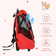 PawHut Hundetrolley Tragetasche 2in1 Rucksack mit Rollen höhenverstellbar