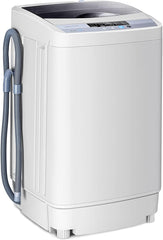 RELAX4LIFE 4,5 kg Vollautomatische Waschmaschine, Waschvollautomat mit Pumpe & Schleuder, Toplader Miniwaschmaschine mit LED-Display & 10 Programmauswahl, 310W/240W, 50 x 50 x 85 cm, Grau