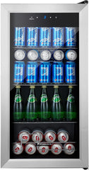 Kalamera Getränkekühlschrank, Bierkühlschrank mit Touch-Bedienfeld, 3-18°C Kühlzone, Flaschenkühlschrank 86 Liter, Blaue LED-Innenbeleuchtung, 41 dB, KRC-86GE