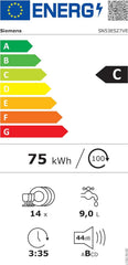 Siemens SN43ES14VE, iQ300 Smarter Geschirrspüler, Unterbau-Spülmaschine mit Besteckschublade, 60 cm, automatische Türöffnung dank autoOpen dry, besonders leise mit iQdrive-Motor, aquaStop, Edelstahl