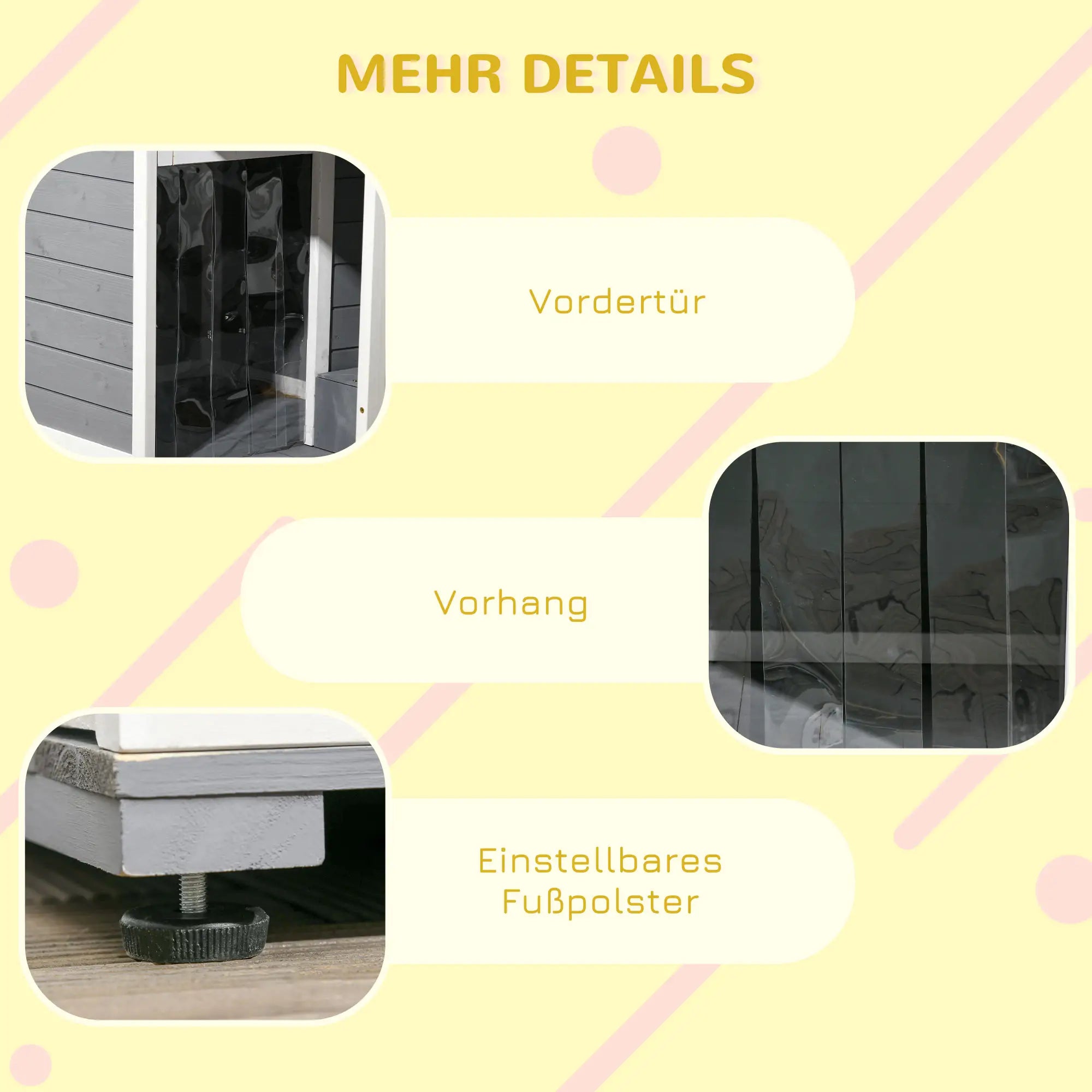 PawHut Hundehütte mit überdachter Veranda und Futternäpfen Outdoor