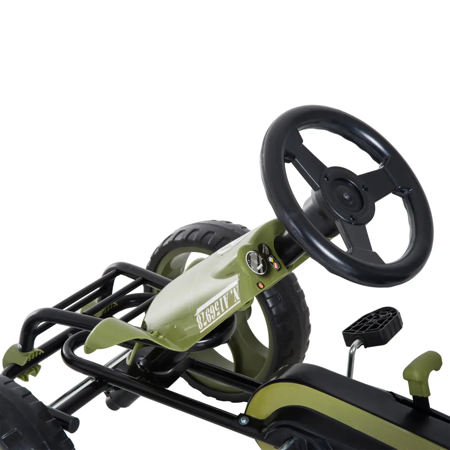 HOMCOM Kinder Gokart Tretauto Armee-Design Handbremse verstellbar