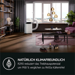 AEG Chillflex Pro AXP26U338CW mobile Klimaanlage / LED Display / Touch-Buttons / Fernbedienung / 30-40 m² / Kühlfunktion / Ventilator / Entfeuchtungsfunktion / Automatik / weiß/silber/schwarz