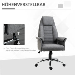 HOMCOM Bürostuhl Drehstuhl Retro Design höhenverstellbar grau