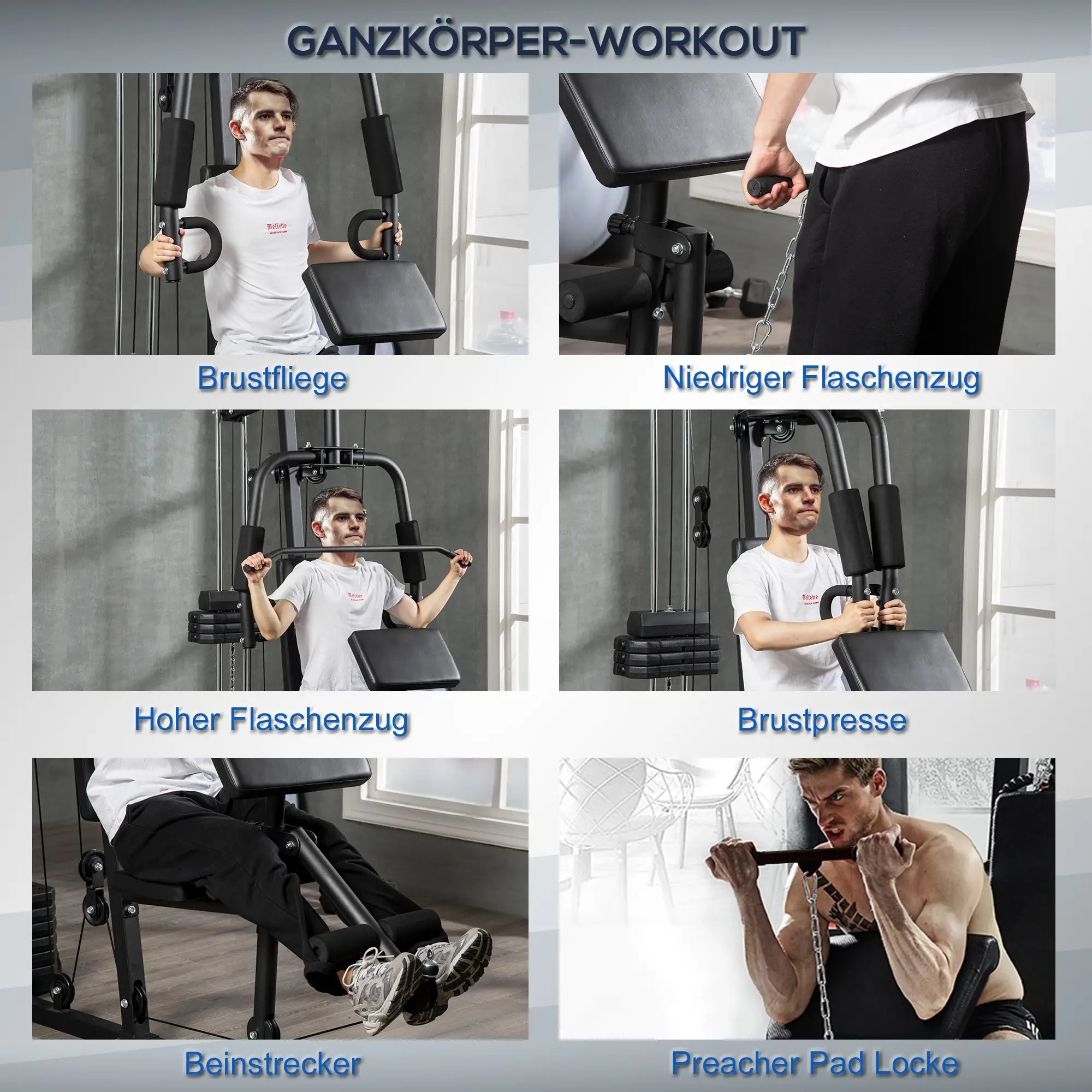 HOMCOM Kraftstation Fitnessstation Latzug Butterfly verstellbar