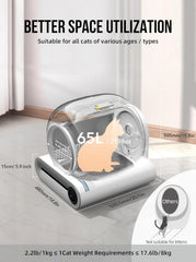 Selbstreinigende Katzentoilette, Automatische Katzentoilette mit Matte und Einlagen, 65 l + 9 l große Kapazität, Selbstreinigende Katzentoilette, App-Steuerung/Geeignet für mehrere Katzen – Grau