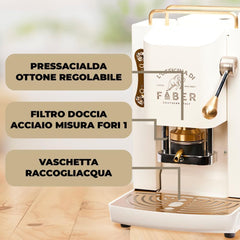 Faber PRO Total Deluxe Kaffeemaschine aus Messing, 44 mm Ese Papier, 1.3 liters, (Weiß)