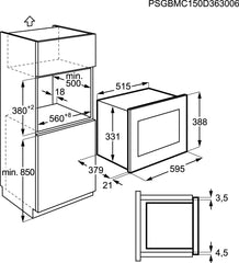 AEG MSB2547D-M 60cm Einbau-Mikrowelle / Touch-Bedienung / Grillfunktion / Display mit Uhr, Edelstahl