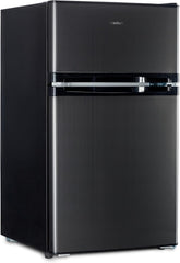 MEDION Mini Kühl-Gefrierkombination (85 Liter, 61L Kühlteil, 24L Gefrierteil, freistehend, 40 dB, transparente Gemüseschublade, Türanschlag wechselbar, MD 37689) grau