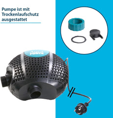 AquaForte O-20000 Plus, 200 Watt, max. Durchfluss 19 m3/Stunde, max. Förderhöhe 7 Meter, Kabellänge 10 Meter, für Wasserläufe, Wasserfälle, Springbrunnen, Filter usw, Schwarz