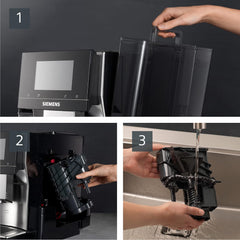 Siemens Kaffeevollautomat EQ900 TQ903D03, App-Steuerung, intuitives Full-Touch-Display, Barista-Modus, AromaBoost, Geräuschreduzierung, Premiummahlwerk, automatische Dampfreinigung, 1500 W, edelstahl