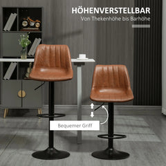 HOMCOM 2er-Set Barhocker höhenverstellbar, Kunstleder Braun