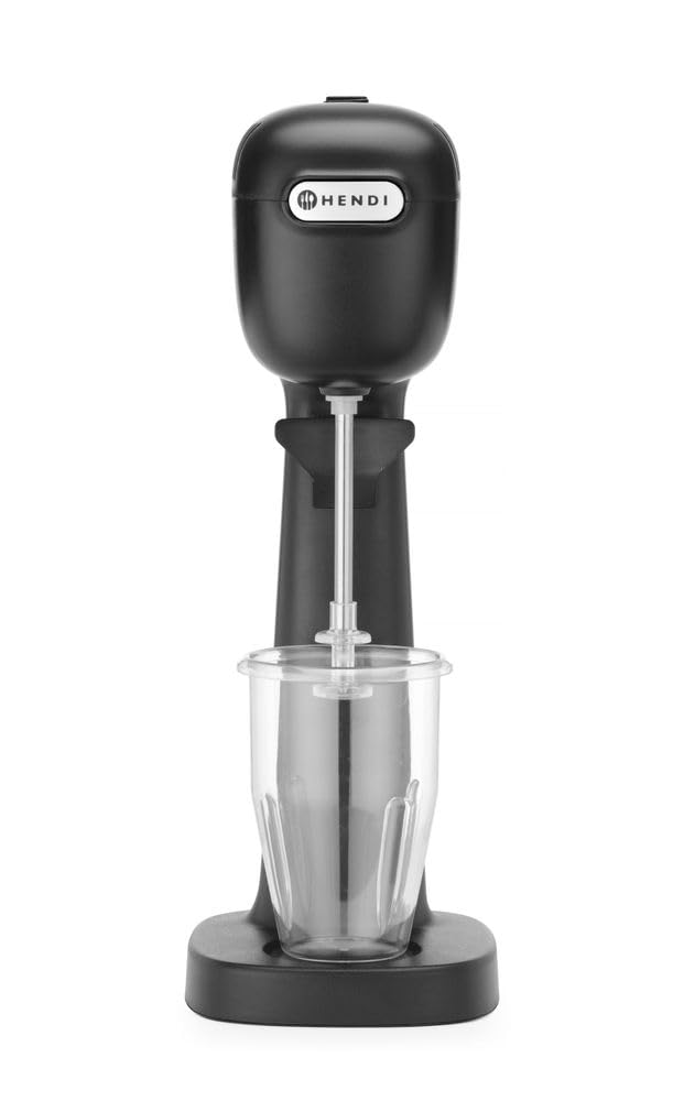 HENDI Milchshake Maker, Inkl. 2 Mixbechers (Edelstahl und Polykarbonat) und 4 austauschbaren Rührwerken, Drink mixer, Frappés, Getränkemixer, 230V/400W, 170x196x(H)490mm, Karamell