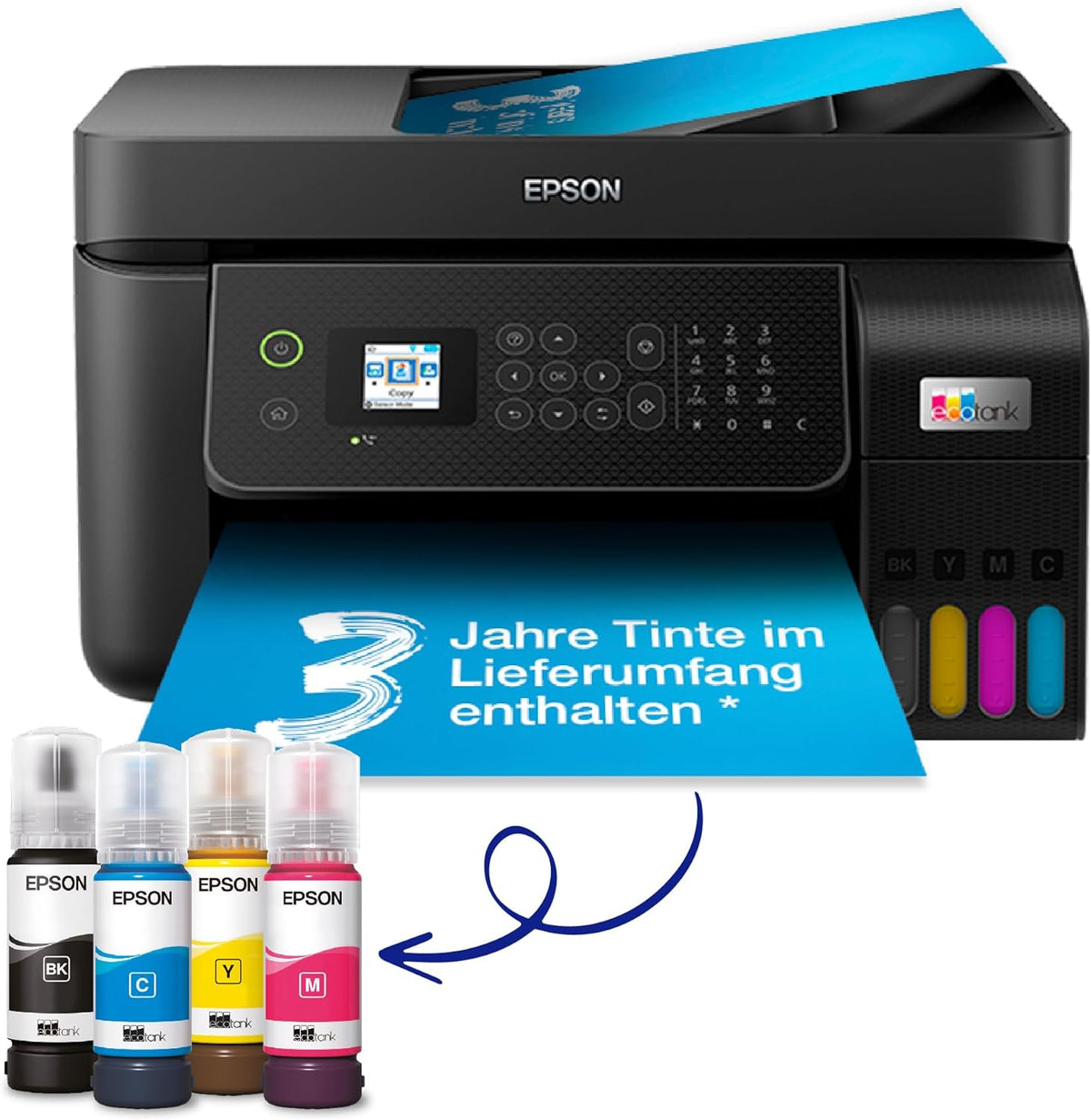 Epson EcoTank ET-4800 A4-Multifunktions-Wi-Fi-Tintentankdrucker, mit einem im Lieferumfang enthaltenen Vorrat an Tinten bis zu 3 Jahren