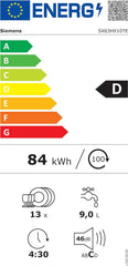 Siemens SN43ES14VE, iQ300 Smarter Geschirrspüler, Unterbau-Spülmaschine mit Besteckschublade, 60 cm, automatische Türöffnung dank autoOpen dry, besonders leise mit iQdrive-Motor, aquaStop, Edelstahl