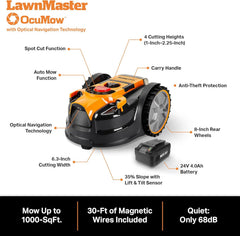 LawnMaster VBRM16 OcuMow Mhroboter für geeignet für bis zu 100 qm-Selbstfahrender Rasenmher Roboter mit MX 24V 4.0Ah Lithium-Ionen Akku Ohne Kabel