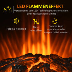 HOMCOM Elektrokamin LED-Flammeneffekt 2 Heizstufen Überhitzungsschutz