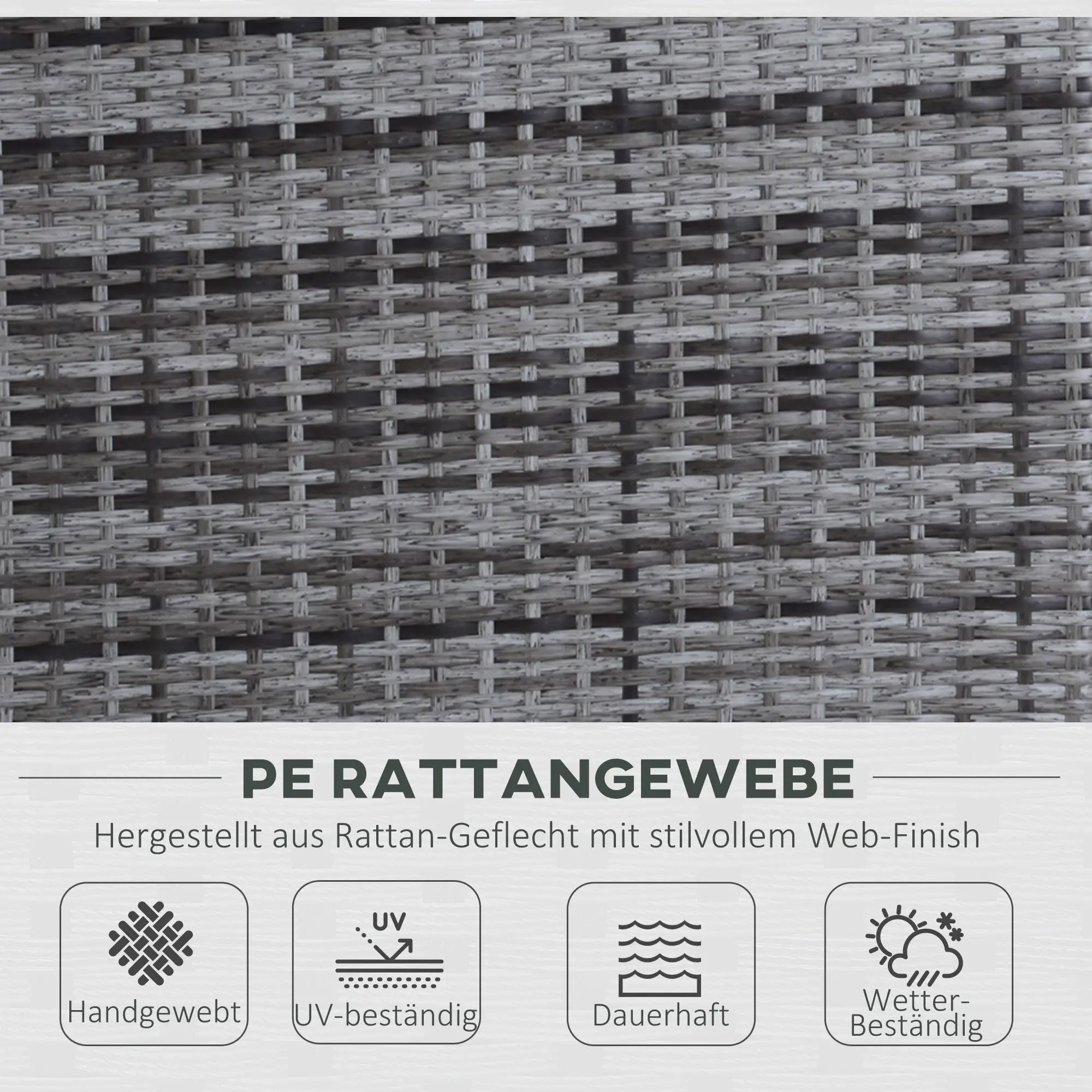Outsunny Polyrattan Gartensofa Set 3-tlg 2-in-1 Rückenlehne Outdoor