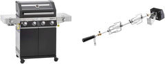 RÖSLE Elektrogrill BBQ-Portable Videro E2-P, tragbarer Tischgrill mit 2 Brennern, Warmhalterost und Deckel mit Glaseinsatz, pulverbeschichteter Stahl, schwarz/silbern