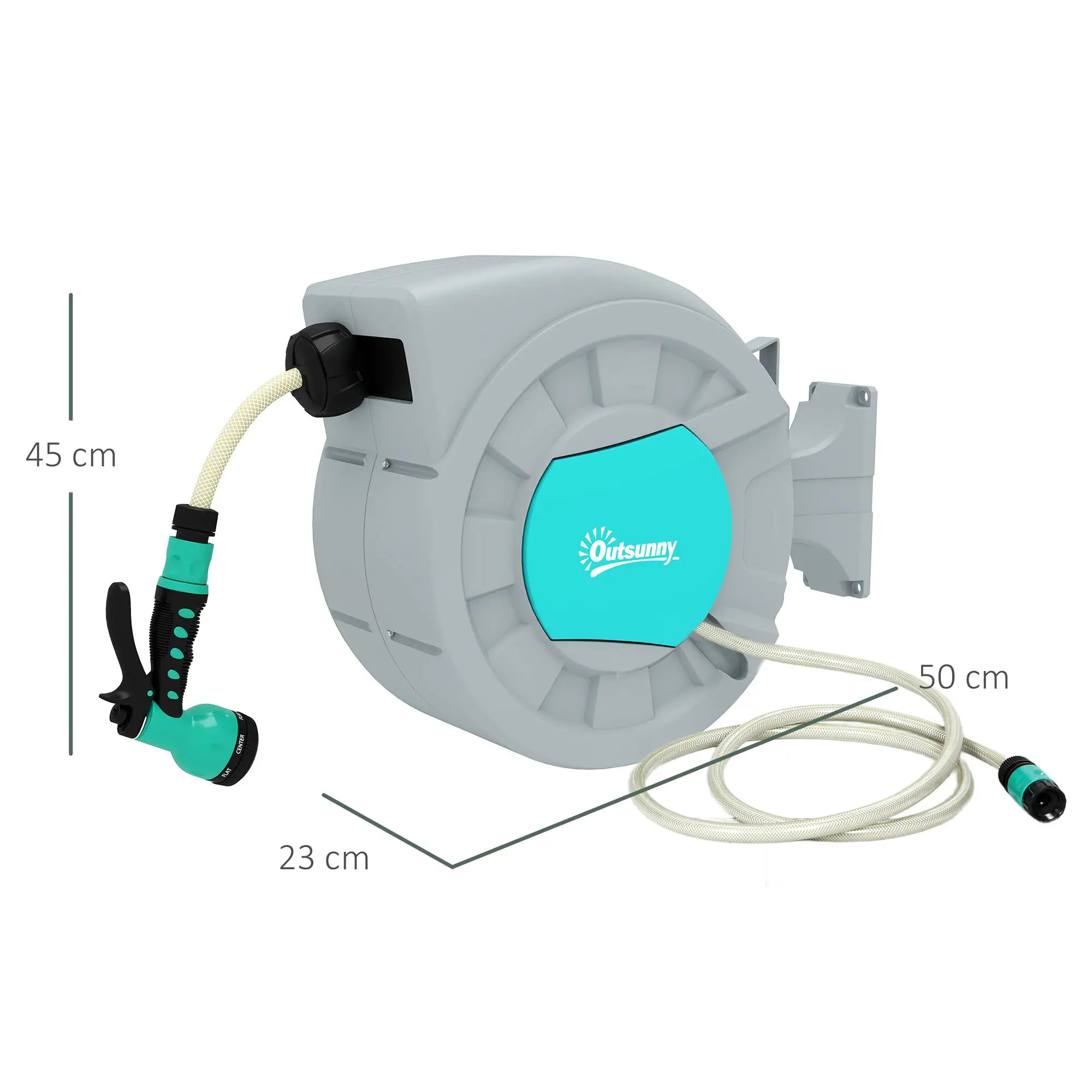 Outsunny Schlauchtrommel Gartenschlauch 30m Automatik 7 Sprühfunktionen