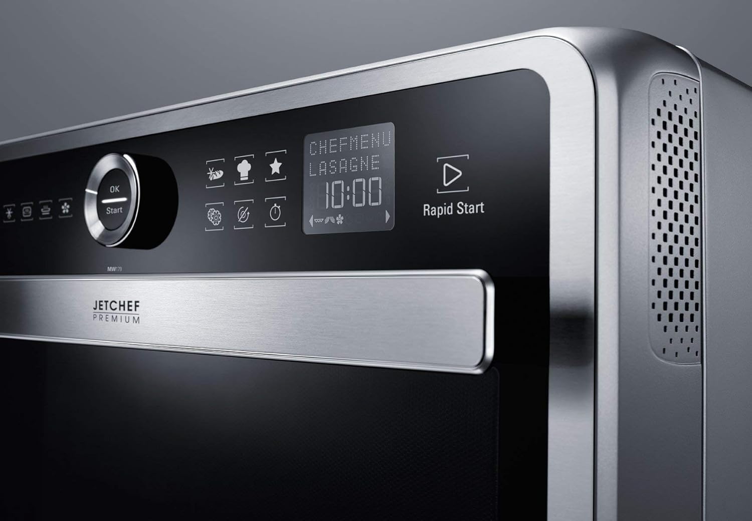 Bauknecht Jet Chef MW 179 IN Edelstahl 5in1-Multifunktionsmikrowelle/ 1000 W/ 33 L Garraum/Heißluft 1500 Watt/ Quartz Grill 1200 W/DualCrisp/ Dampfgaren/Schmelz- und Schnellauftau-Funktion