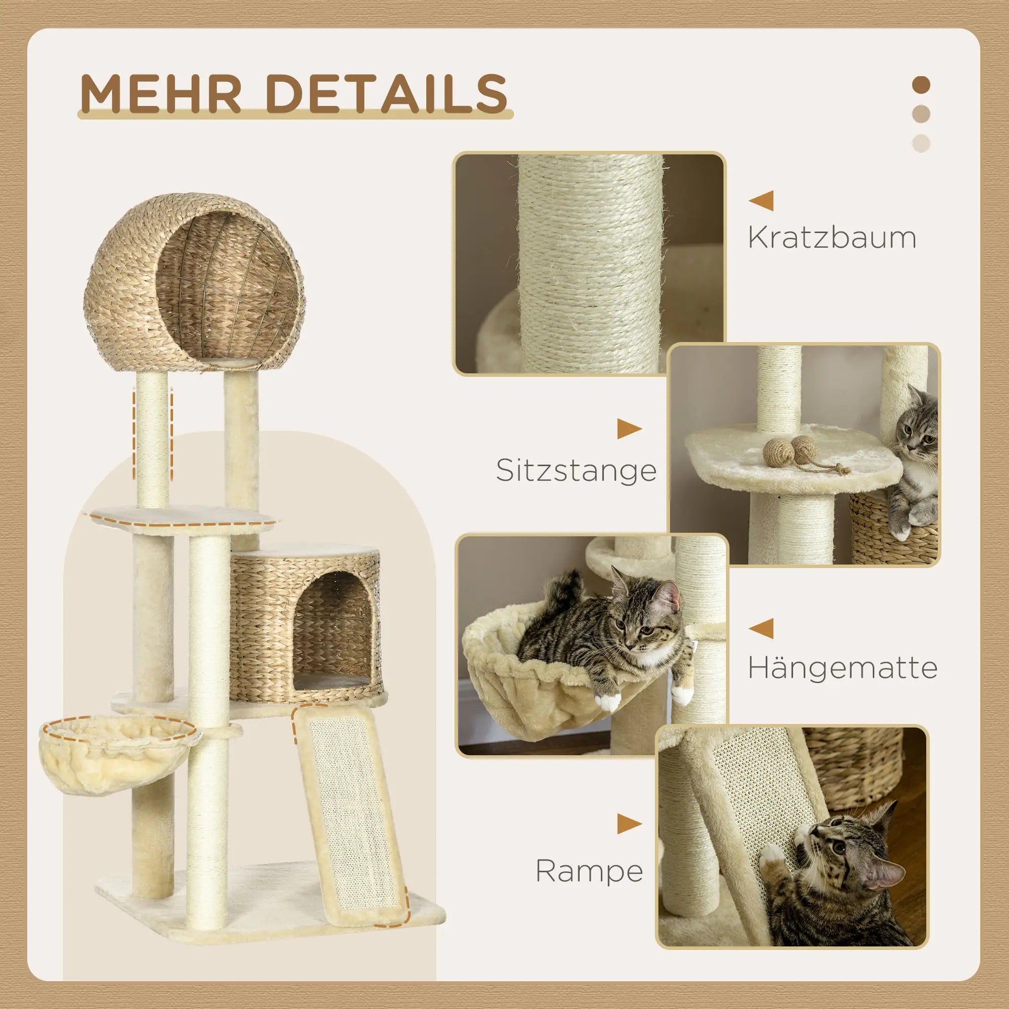PawHut Kratzbaum Katzenhaus mit Hängematte und Aussichtsplattform