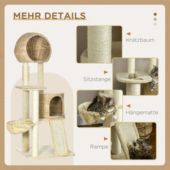 PawHut Kratzbaum Katzenhaus mit Hängematte und Aussichtsplattform