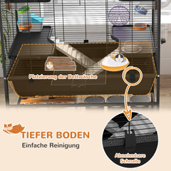 PawHut Hamsterkäfig Nagerkäfig mit Röhren Laufrad Rollen Ablage