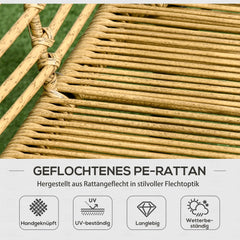 Outsunny Polyrattan Gartensofa-Set 4-tlg. Boho-Stil Glas-Couchtisch
