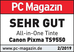 Canon PIXMA TS9550 Drucker Farbtintenstrahl Multifunktionsgerät DIN A4 A3 (Drucker A3, Scanner, Kopierer, 5 separate Tinten, WLAN, LAN, Print App, 2 Papierzuführungen, Duplexdruck) schwarz