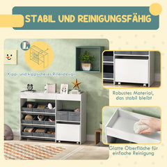 AIYAPLAY Kinderregal mit 11 Stoffboxen & Schrankfach, Weiß