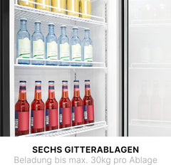 Bomann Kühlschrank mit Glastür | Getränkekühlschrank abschließbar | 6 höhenverstellbare Ablagen | 30kg je Ablage | 347 Liter | Kühlschrank groß | Flaschenkühlschrank m. LED-Licht | KSG 7351 schwarz