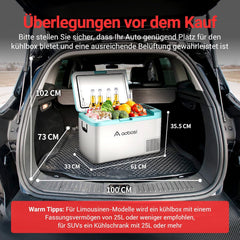 AAOBOSI Compressor Cool Box 36 L, Cool Box Car with WiFi App Control, 12/24 V and 100-240 V Electric Cool Box, up to -20 °C for Car, Truck, Boat, Motorhome, Camping, Double Zone