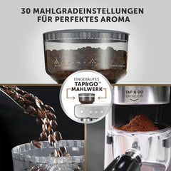 Breville Barista Max Siebträgermaschine | Espressomaschine/Kaffeemaschine mit integriertem Mahlwerk und Milchaufschäumer| 2,8-l-Wasserbehälter | Italienische Pumpe mit 15 Bar | Edelstahl [VCF126X]