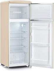 SEVERIN Retro - Kühl-/ Gefrierkombination, platzsparendes Raumwunder, 4 x höhenverstellbare Abstellflächen und eine große Veggiebox, 206 L Nutzinhalt, creme, RKG 8933