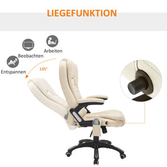 HOMCOM Bürostuhl Chefsessel Massagefunktion höhenverstellbar cremeweiß