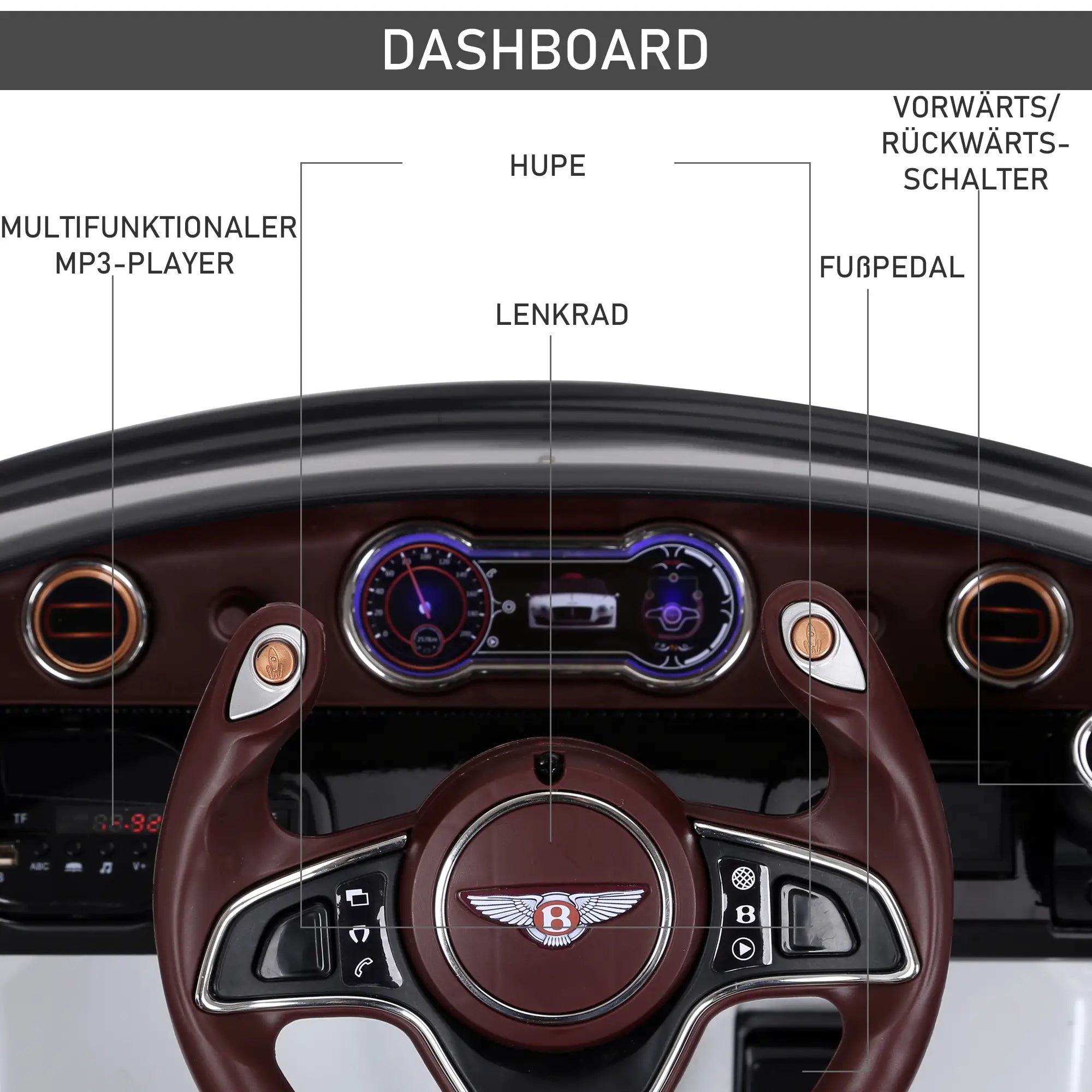 HOMCOM Kinder-Elektroauto Bentley GT lizenziert mit Fernbedienung Weiß