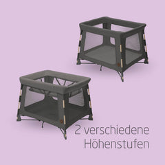 Maxi-Cosi Swift 3-in-1 Reisebett Baby, Babywiege, 0–3,5 Jahre, bis zu 15 kg, Reisebett höhenverstellbar, 2-in-1-Matratze, ultraleicht, in 1 Sekunde klappbar, Reisetasche, Eco Care, Beyond Grey