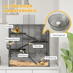 PawHut Zwerghamsterkäfig mit Glasboden mehrstöckig gehärtetes Glas