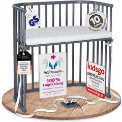 babybay Original Beistellbett aus massivem Buchenholz / kompakt & verwandelbar / Kinderbett Höhe stufenlos verstellbar & umweltfreundlich / mitwachsendes Babybett (weiß lackiert) / inkl. Matratze