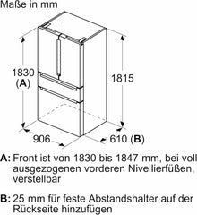 SIEMENS KF96NVPEA iQ300 Multi-Door-Kühlschrank, 183 x 91 cm, 405 L Kühlen & 200 L Gefrieren, hyperFresh längere Frische, noFrost nie wieder abtauen, superCooling schnellere Kühlung
