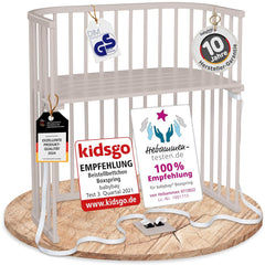 babybay Original Beistellbett aus massivem Buchenholz / kompakt & verwandelbar / Kinderbett Höhe stufenlos verstellbar & umweltfreundlich / mitwachsendes Babybett (weiß lackiert) / inkl. Matratze
