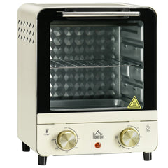 HOMCOM Minibackofen einstellbare Temperatur Timer Sichtfenster Cremeweiß