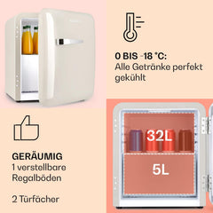 Klarstein Audrey Mini - kleiner Kühlschrank, kompakte Mini-Bar, freistehend, Kompressionskühlung, Fassungsvermögen, Kühlung: 0-10 °C, Mini-Kühlschrank mit 70 Liter Fassungsvermögen, rot