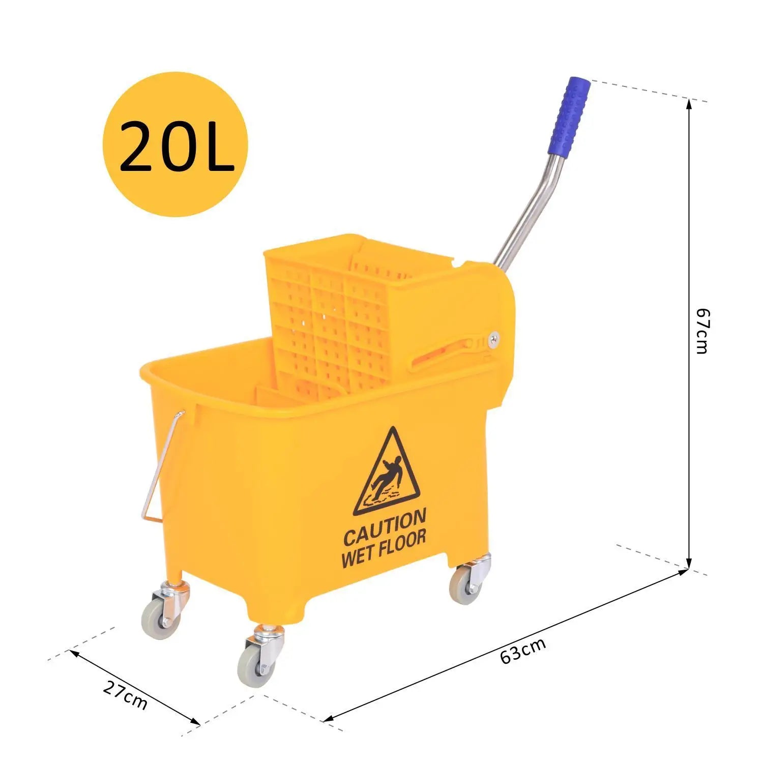 HOMCOM Putzeimer mit Auswringer 2 Fächer mit Rollen