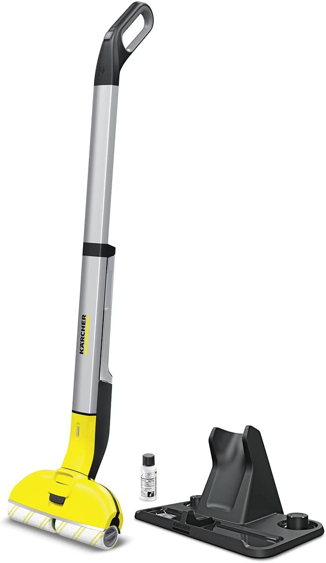 Krcher Elektrischer Wischmopp EWM 2, kabelloser Bodenreiniger mit 2 rotierenden Mikrofaserwalzen, Akkulaufzeit: ca. 20 min, Flchenleistung pro Akkuladung: ca. 60 m, Wei