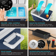KESSER® Kompressor Kühlbox 2in1 Doppelzone Kühl & Gefrierfach elektrische Gefrierbox mit 2x Kühlakkus & LED-Touch-Bedienung | Kühlschrank Kühlung bis -20 °C für Camping, Auto, Lkw 12/24V 230V