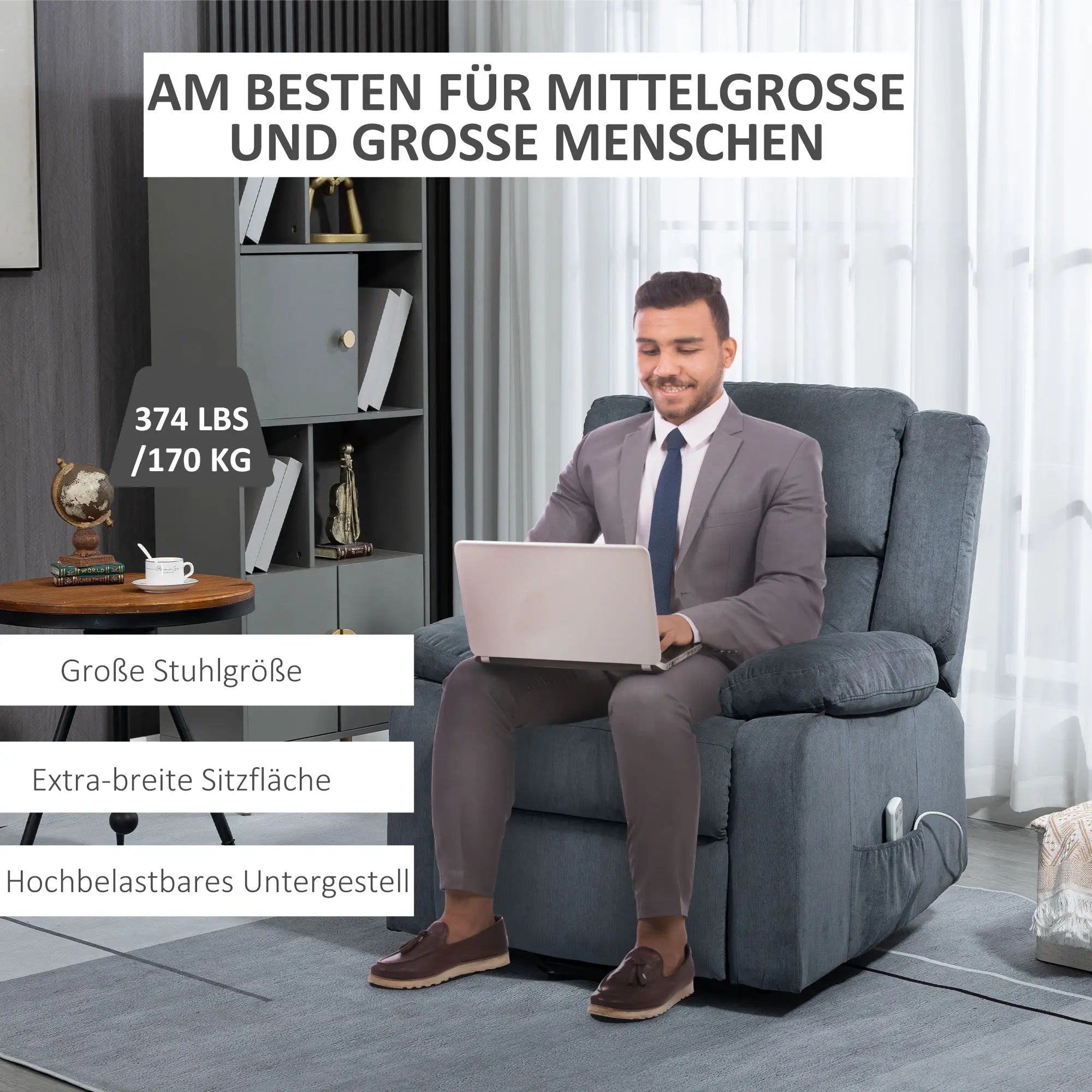 HOMCOM Aufstehsessel Fernsehsessel elektrisch mit Aufstehhilfe