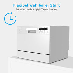 MEDION Tischgeschirrspüler DWT60 (6 Gedecke Fassungsvermögen, 7 Programme, ECO Programm, ca. 6,5 Liter Verbrauch, AquaStop, LED Display, Kindersicherung, MD37496) silber